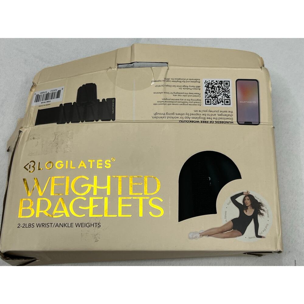 Blogilates 2 lb Weighted Wrist Bracelets Black Fitness Walking Arm Weights NIB